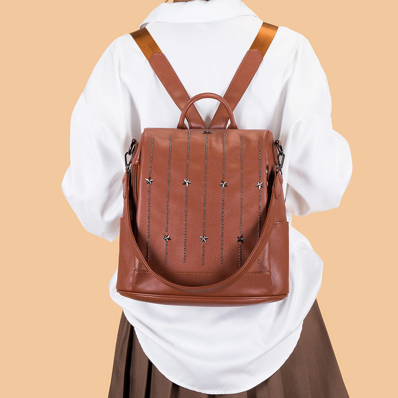 PU Leather Star Pattern Backpack