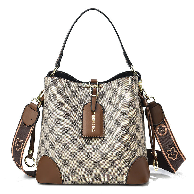 Synthetic Leather Chessboard Tote Bag