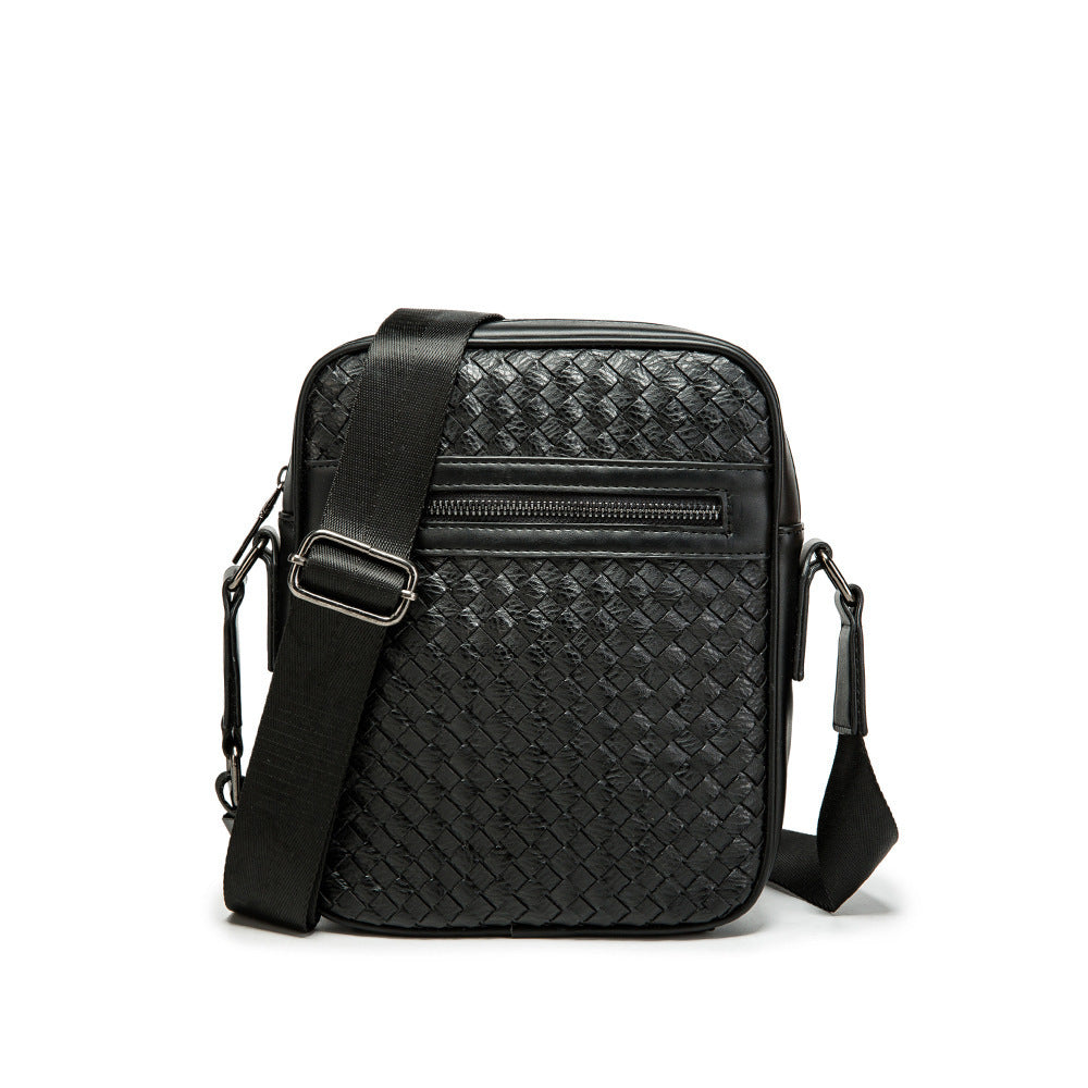 PU Leather Woven Messenger Bag