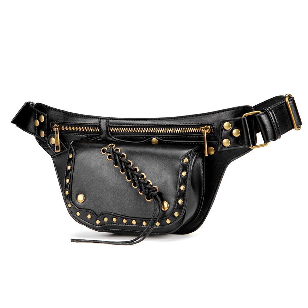 PU Leather Punk Fanny Pack/Chest Bag