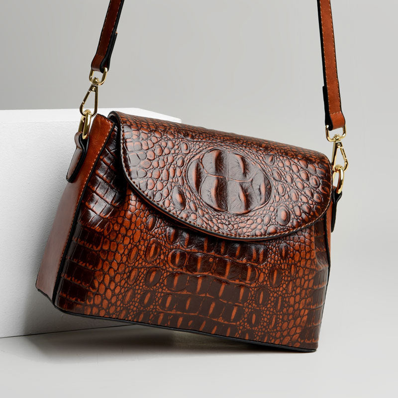 PU Leather Croco Print Crossbody Bag