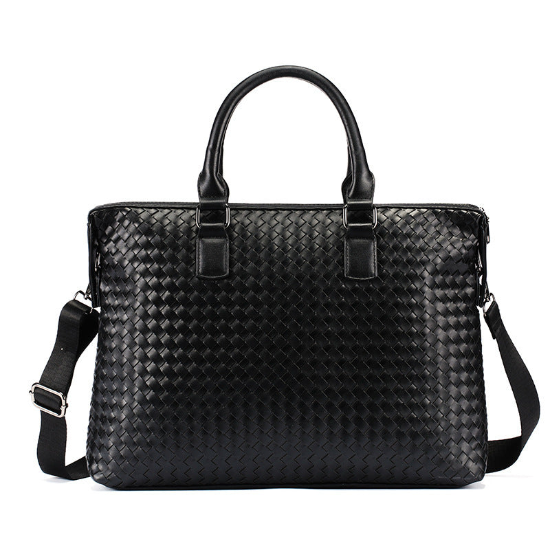 PU Leather Hand Woven Briefcase