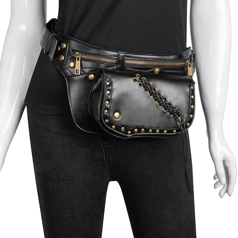 PU Leather Punk Fanny Pack/Chest Bag