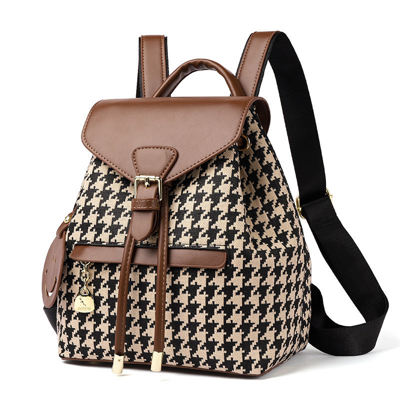 PU Leather Houndstooth Backpack