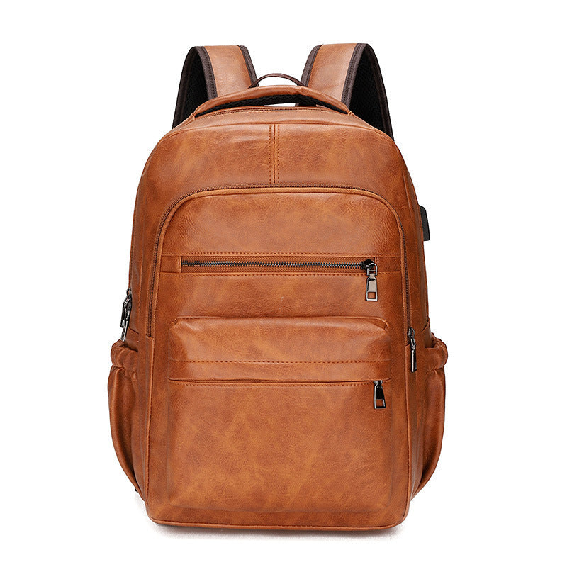 PU Leather USB Charging Backpack