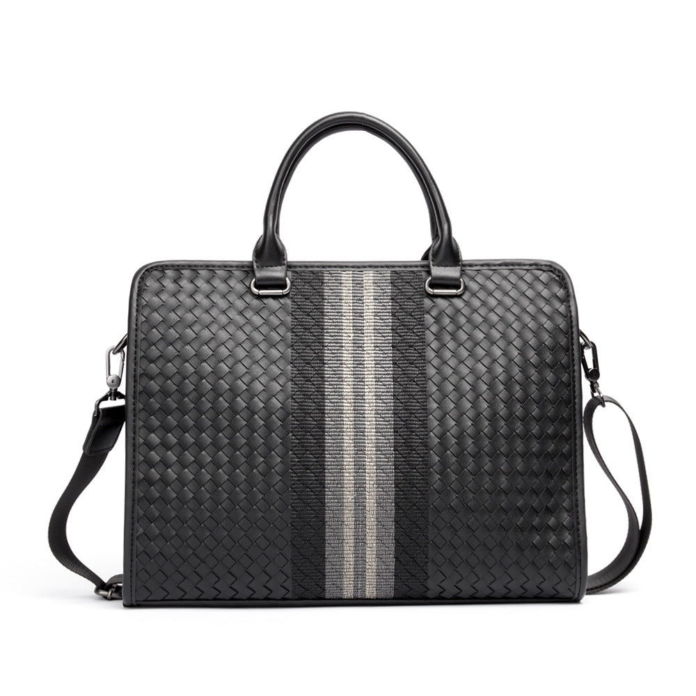 PU Leather Hand-Woven Briefcase