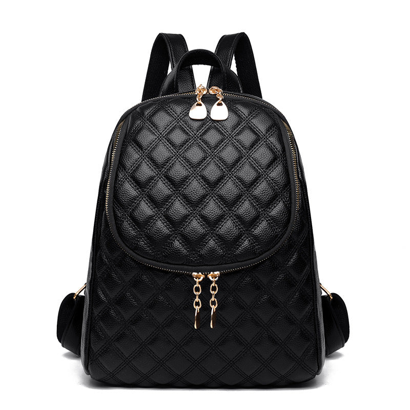 PU Leather Plaided Backpack