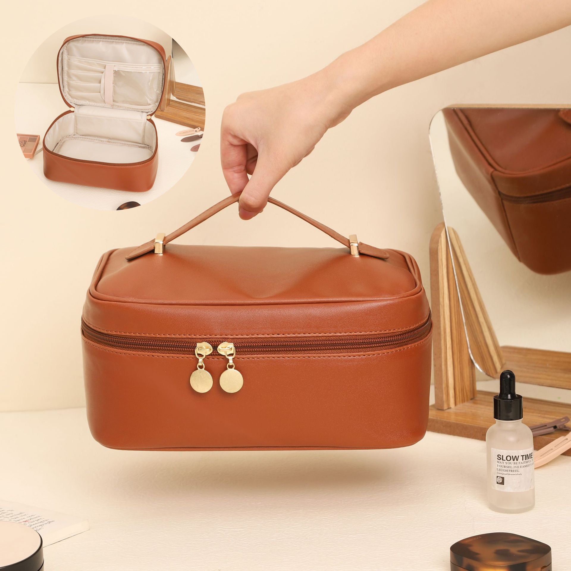 PU Leather Cosmetic & Toiletry Bag