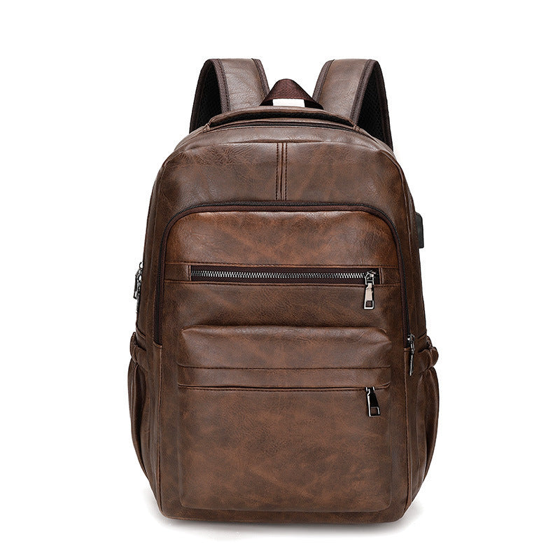 PU Leather USB Charging Backpack