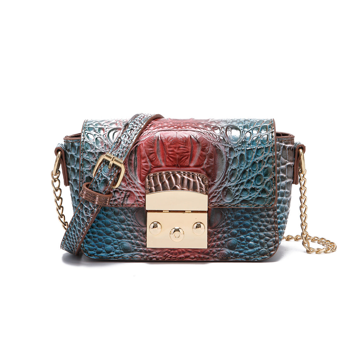 PU Leather Croco Print Crossbody Bag