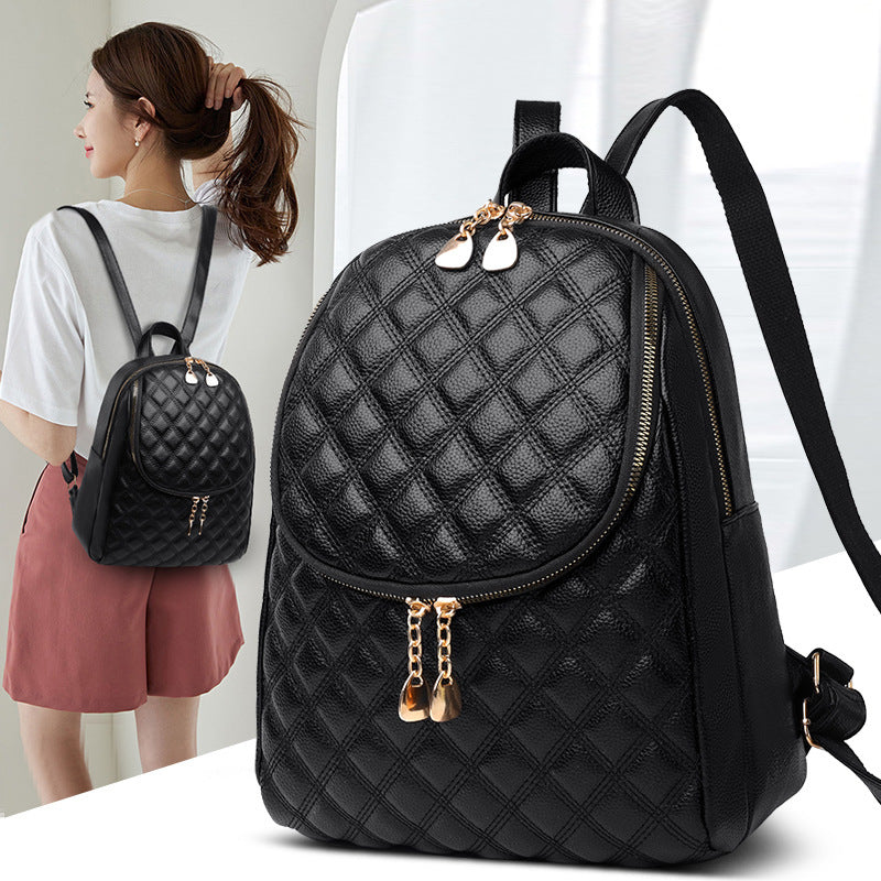 PU Leather Plaided Backpack