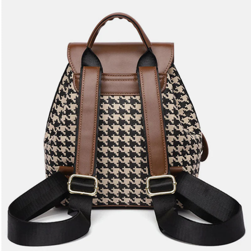 PU Leather Houndstooth Backpack