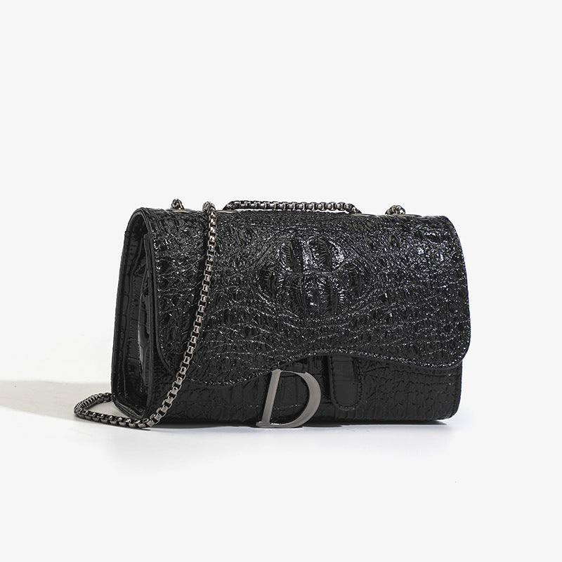 PU Leather Croco Pattern Messenger Bag