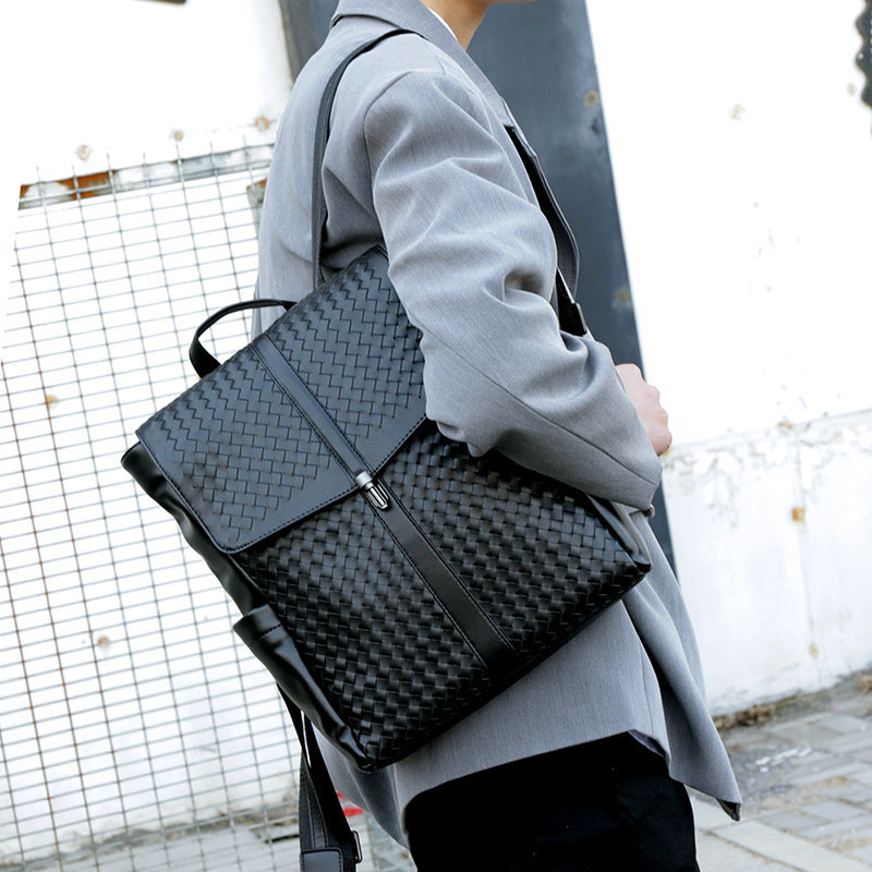 Woven Microfiber Leather Backpack