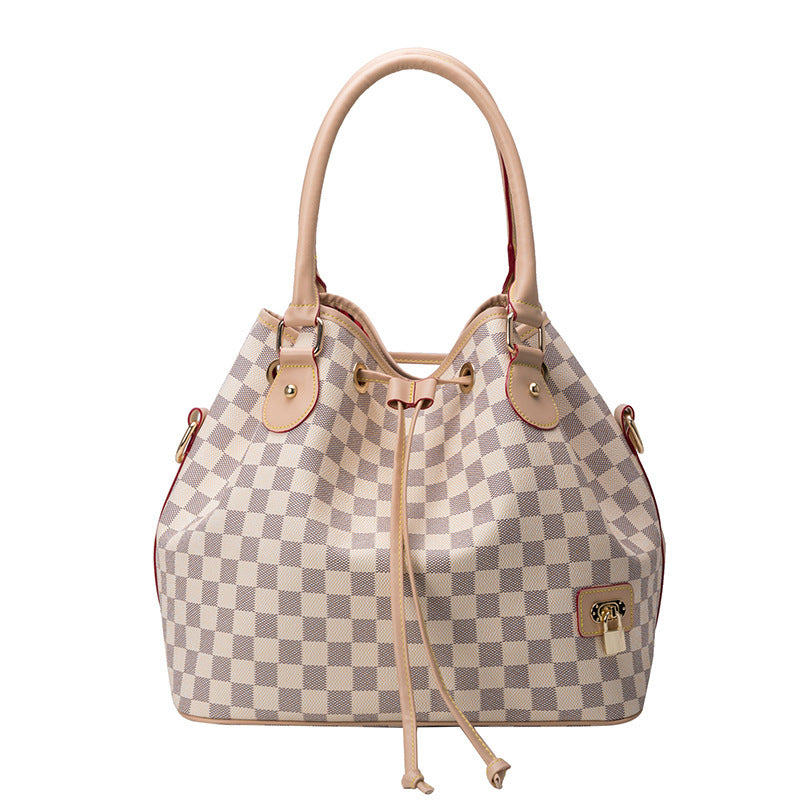 PU Leather Plaided Tote Bag